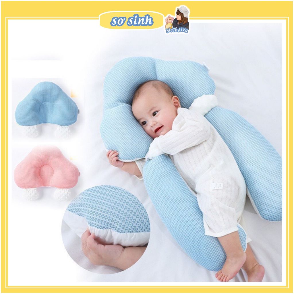 Gối hình chữ U cho bé sơ sinh gối cho bé vừa là gối ngủ cho trẻ chống giật mình gối chống bẹp đầu methaivu