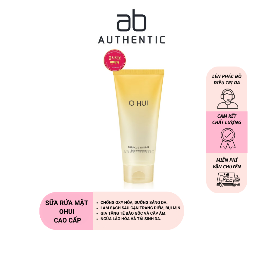 Sữa rửa mặt  OHUI vàng Miracle Toning Jelly Cleanser 40ml - AB AUTHENTIC
