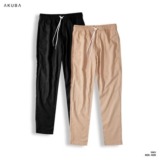  Quần tây dài linen AKUBA ống suông unisex, đứng form, thoáng mát 3003