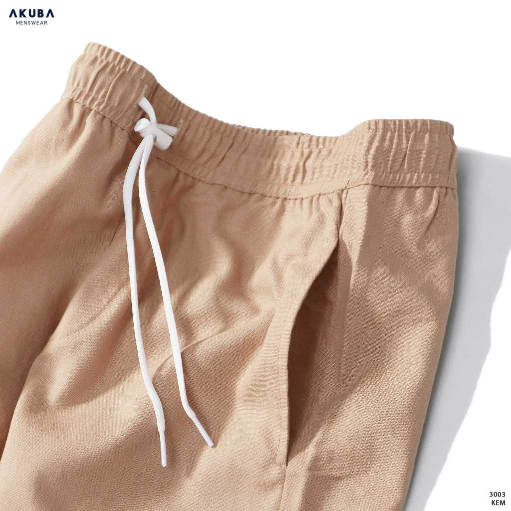 [TRỢ GIÁ] Quần tây dài linen AKUBA ống suông unisex, đứng form, thoáng mát 3003