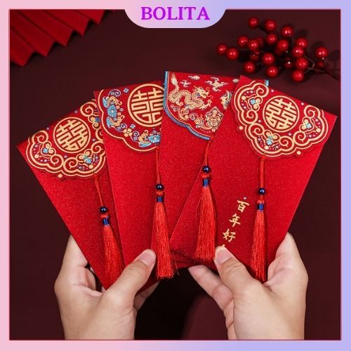 Bao lì xì đám cưới hỏi, Bao lì xì đỏ tết chúc mừng năm mới 2024 cute dễ thương cao cấp sang trọng mang may mắn bolita