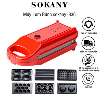 Máy làm bánh 6in1 SOKANY khuôn donut, bánh quế, bánh trứng, bánh tròn sokany 836