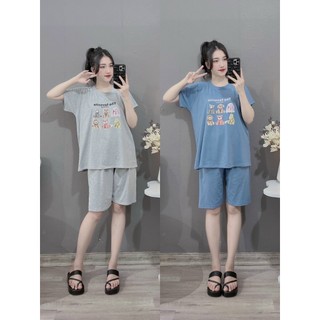 [XẢ HÀNG] Bộ Đồ Bầu Lửng Mặc Sau Sinh Cho Con Ti, Cổ Bèo , Chất Thoáng, Size Rộng