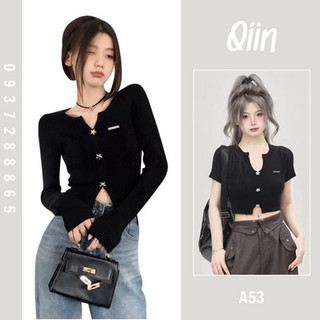 Áo Croptop Nữ Cổ Chữ V Dáng Ôm Thời Trang Phong Cách Hàn Quốc A53 