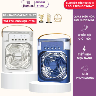 Quạt điều hòa hơi nước mini DELADEP máy lạnh mini 3 Chế Độ Tích Hợp Led, Sạc USB Để Bàn Tiện Dụng QDH02