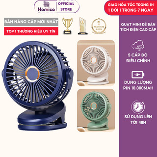 Quạt tích điện mini DELADEP gấp gọn quạt để bàn kẹp linh hoạt 4 tốc độ gió dung lượng 10000mAh dùng tới 24h - QMN16