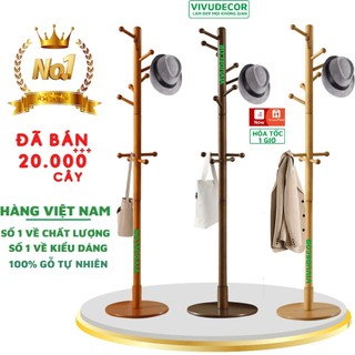 Cây treo quần áo cao cấp VIVUDECOR CT11 100% gỗ tự nhiên 10 nhánh AN MÂM