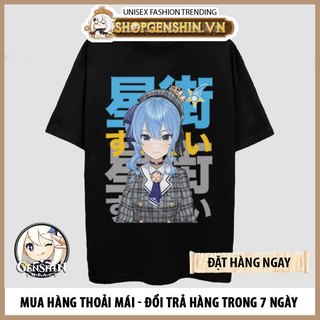 Áo thun Hololive Hoshimachi Suisei (Black/White) ngắn tay