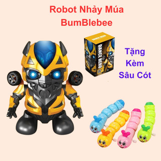 Robot nhảy múa đồ chơi robot phát nhạc robot Bumblebee (Tặng sâu cót) nhựa cao cấp loại 1 có đèn sáng và nhạc vui nhộn