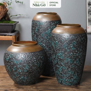 Bình gốm cắm cành đào Nhà Gờ bình gốm sứ phong thủy cổ điển cắm lựu cắm sen BH25M1-VANTHACH