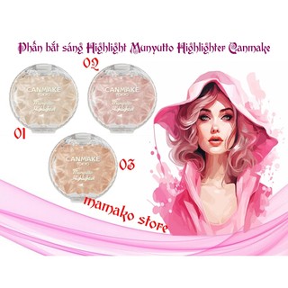 Phấn bắt sáng tạo khối dạng kem nâng tông da Canmake Highlight Munyutto Highlighter 3,8g Nhật bản