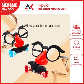  Mắt Kính Chú Hề Có Râu Thổi Còi Vui Nhộn Cho Bé Mắt Kính Đồ Chơi 