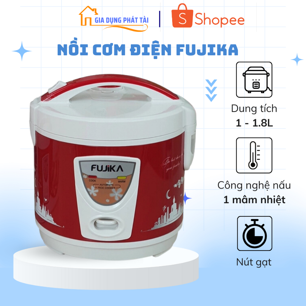 Nồi cơm điện nắp gài FUJIKA FJ-NC1808- Công suất 700W - Màu ngẫu nhiên