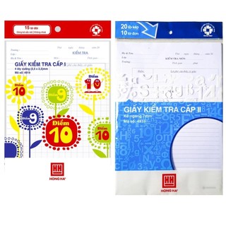 Giấy kiểm tra cấp 1 4 ô ly hồng hà-cấp 2 kẻ ngang hồng hà