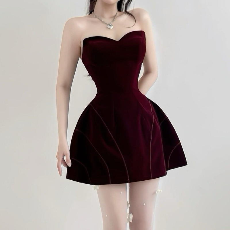 Đầm Nhung Cúp Ngực Lady Cat Dáng Xoè Gợi Cảm