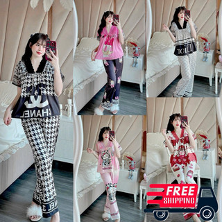 Bộ pijama tay ngắn quần dài tiểu thư xinh lụa xước form 40-62kg