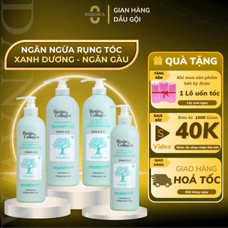 Gội xả Biotin Collagen Voudioty giảm rụng tóc, phục hồi màu xanh dương Danawa 500 - 1000ml 