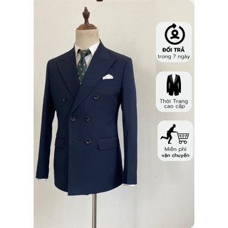  Bộ Vest Nam 2& 6 Cúc Màu Xanh Navy Dáng Hàn Quốc Chất Liệu Tuyết Si Cao Cấp Áo Vest 2 Lớp Thoáng Mát Thoải Mái Khi Mặc 