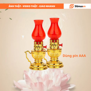 1 Cặp Đèn thờ cúng dùng pin trang trí bàn thờ, bàn gia tiên