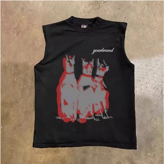 Áo Ba Lỗ Nam Nữ Phong Cách Tank Top Phối Hình Ba Chú Chó Siêu Ngầu Phong Cách Cá Tính, Chất Vải Cotton Khô Thoáng Mát
