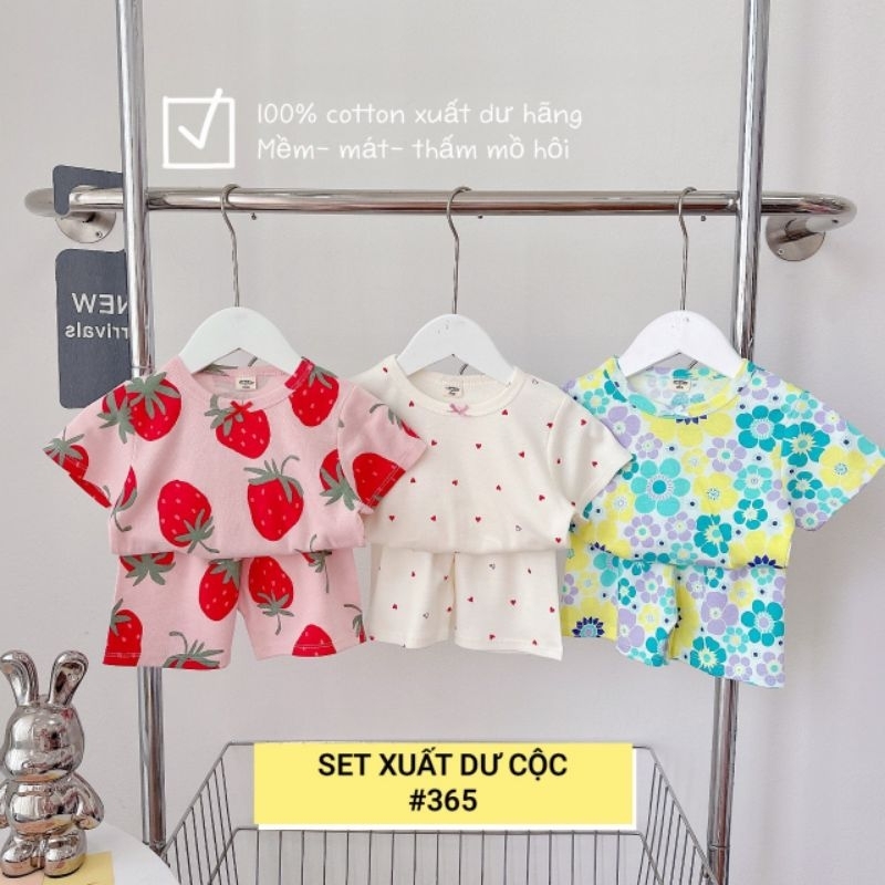 Set 3 bộ cộc thun cotton xuất Hàn cho bé gái 8-18kg
