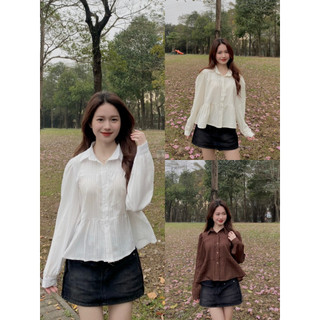 Áo sơ mi bèo tầng chất xốp nhăn cổ đức - retrostyle - somi734_p0k24