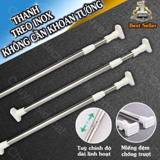 Thanh Treo Rèm Cửa, Nhà Tắm Inox Đa Năng Cao Cấp Đầu Vuông Không Cần Khoan Tường (Nhiều Kích Thước)