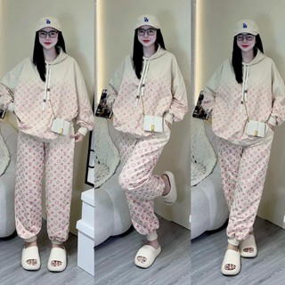 Set nỉ dài in full họa tiết Phuong Mon