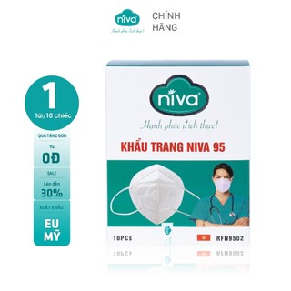 [Combo 2] Khẩu Trang Niva 95 Hộp 10 Chiếc Ngăn Giọt Bắn, Lọc Vi Khuẩn, Không Gây Kích Ứng Da, Hàng Chính Hãng Cao Cấp