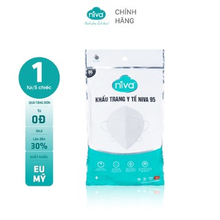 [Combo 5] Khẩu Trang Niva 95 Túi 5 Chiếc Ngăn Giọt Bắn, Lọc Vi Khuẩn, Không Gây Kích Ứng Da, Hàng Chính Hãng Cao Cấp