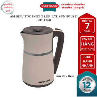 ẤM SIÊU TỐC INOX 2 LỚP 1.7L SUNHOUSE SHD1360 - Hàng chính hãng bảo hành 12 tháng