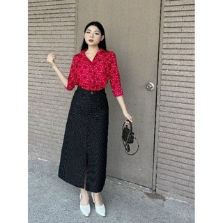 Chân váy midi xẻ tà