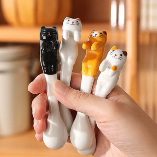  Muỗng Cà Phê Bằng Sứ Hình Mèo Hoạt Hình Dễ Thương 