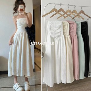 Váy 2 dây dáng dài chất đũi gân bèo ngực - Retrostyle - Vayduigan2sA382_p0k27