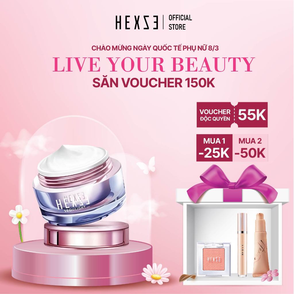 Kem dưỡng nâng tone sáng da HEXZE 50ml, kem Lazy dưỡng cấp ẩm, trắng da, che khuyết điểm