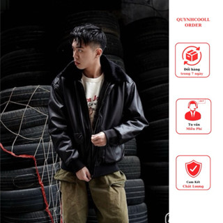 Bomber Jacket Nam Nữ - Áo khoác Da pilot trendy streetwear chính hãng . Form boxy. Chuẩn cao cấp lót lông Chính Hãng