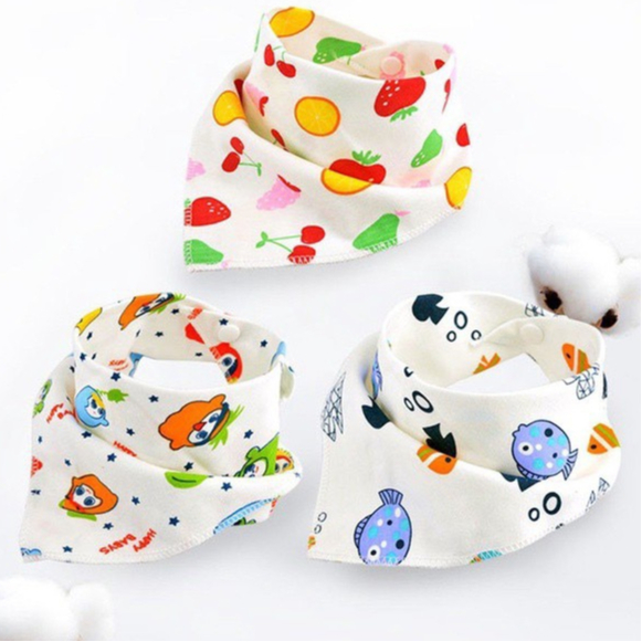 Khăn yếm tam giác mềm mịn giữ ấm cổ chất cotton hai nấc nút bấm thấm hút tốt cho bé sơ sinh