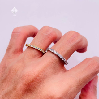  Nhẫn đính đá Nhẫn hột xoàn full đá dày 2 li Titan không phai không rỉ sét màu 18k và bạch kim mã 07 