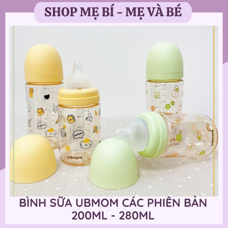 Kèm QT 2b tặng 1 túi bỉm sữa  Bình sữa Ubmom Spring Collection 200ml -