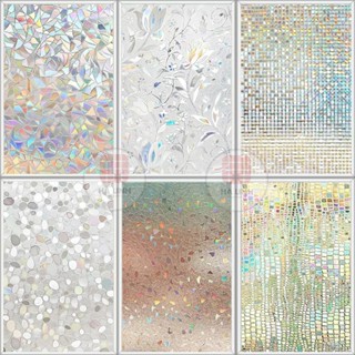 Decal dán kính cửa sổ 3d dày cao cấp, giấy đề can dán kính mờ phòng khách ngủ nhà tắm 0.9mx0.5m