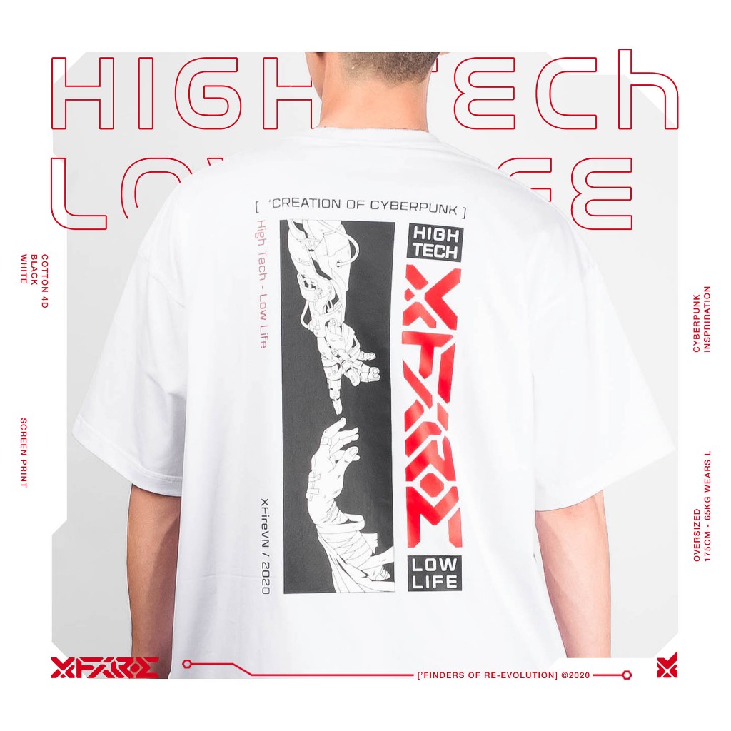 XFIRE "HIGH TECH - LOW LIFE" TSHIRT IN WHITE