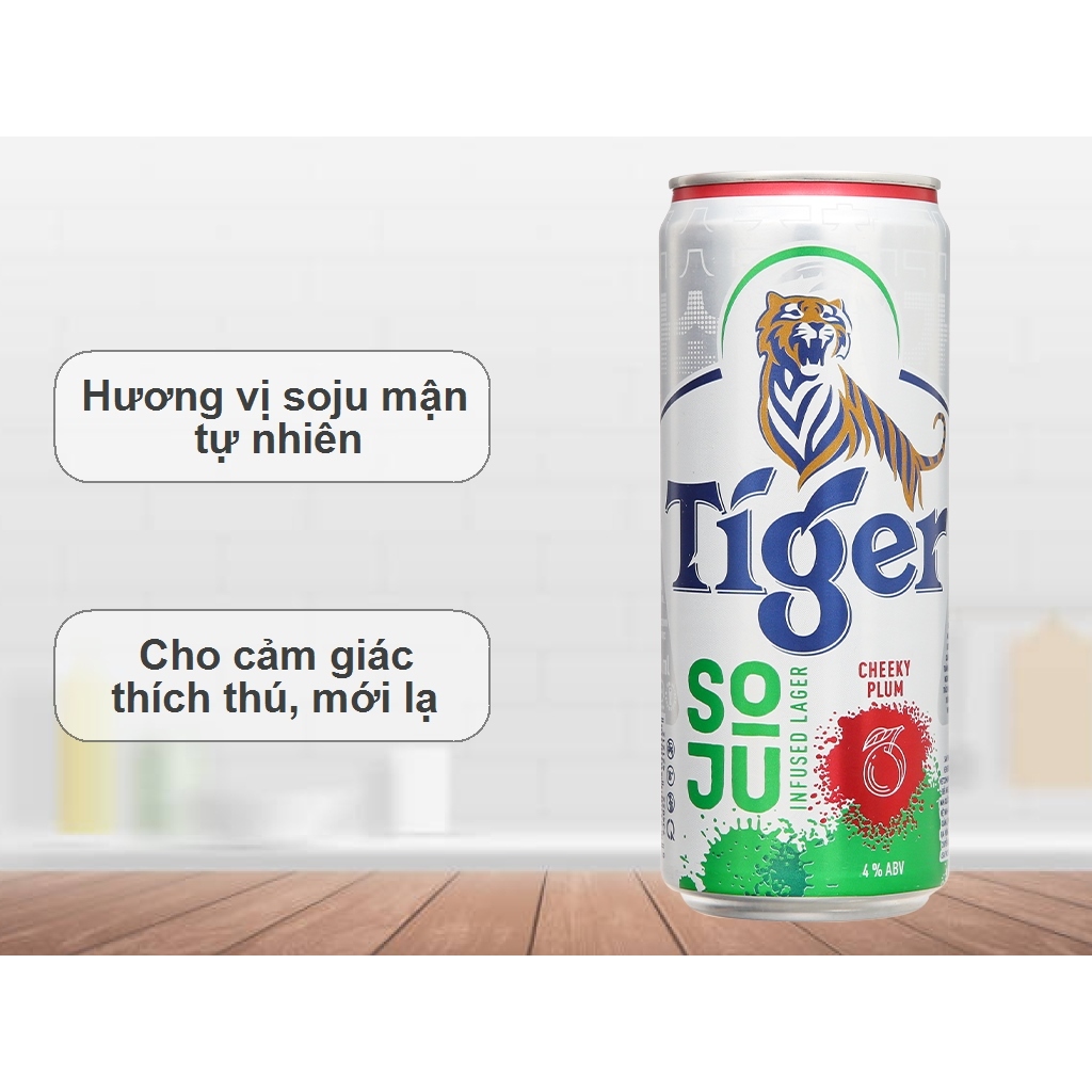 Bia Tiger Soju Cheeky Plum vị mận 330ml