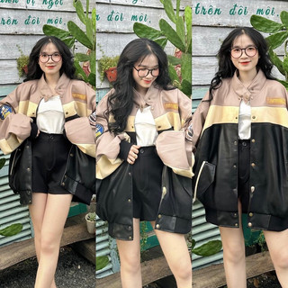 Áo khoác bomber varsity phối da vip chuẩn loại 1 hàng cao cấp