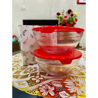 ‼️ bộ 2 thố thuỷ tinh có nắp 650ml, xuất xứ indonesia