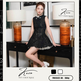 Set váy ren lưới tiểu thư 💖 KEVA 💖 Váy dáng ngắn thiết kế không tay, dáng xoè 2 lớp, Đầm ngắn Freesize