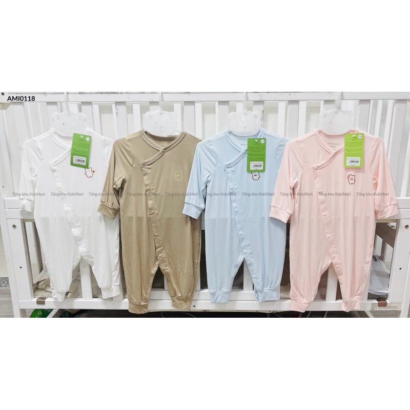 Bộ Body sơ sinh Anmina cài chéo dài tay sợi tre AMI0118