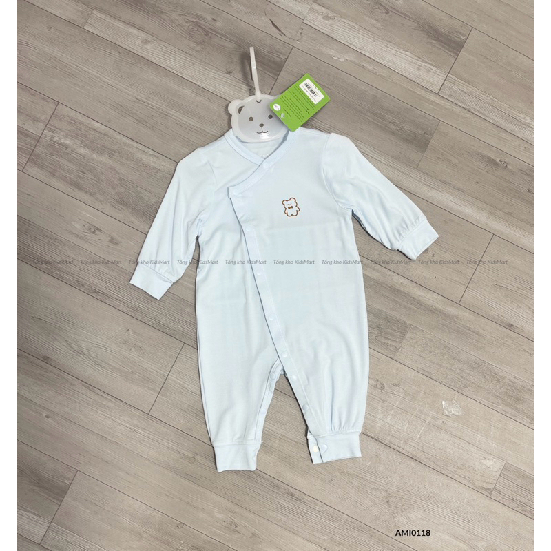 Bộ Body sơ sinh Anmina cài chéo dài tay sợi tre AMI0118