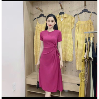 Đầm Rút Dây Eo Tôn Dáng che bụng (vải thun gân co giãn) bigsize