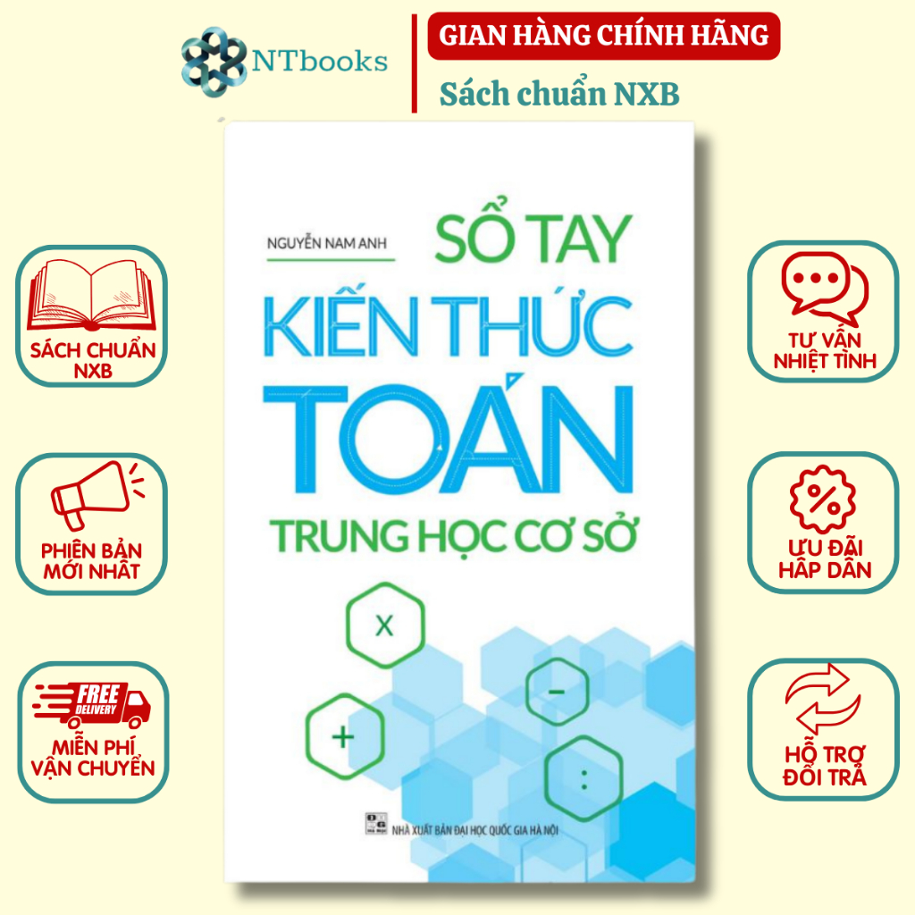 Sách  Sổ Tay Kiến Thức Toán - Tiếng Anh - Ngữ Văn Trung Học Cơ Sở