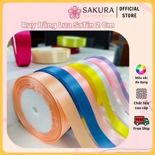 Ruy băng lụa satin 2cm x 23m, ruy băng vải gói hoa, quà tặng trang trí